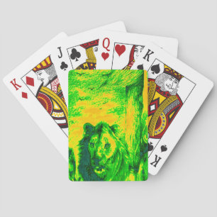 Night Vision Lion Art Fluorescent Print Playing Cards