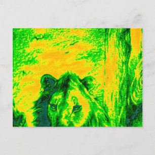 Night Vision Lion Art Fluorescent Print Postcard