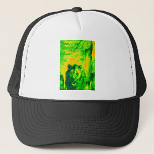 Night Vision Lion Art Fluorescent Print Trucker Hat