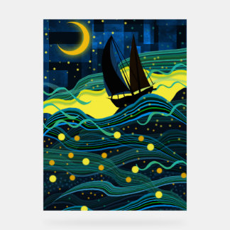 Night Voyage (Ship at Sea) Acrylic Sign