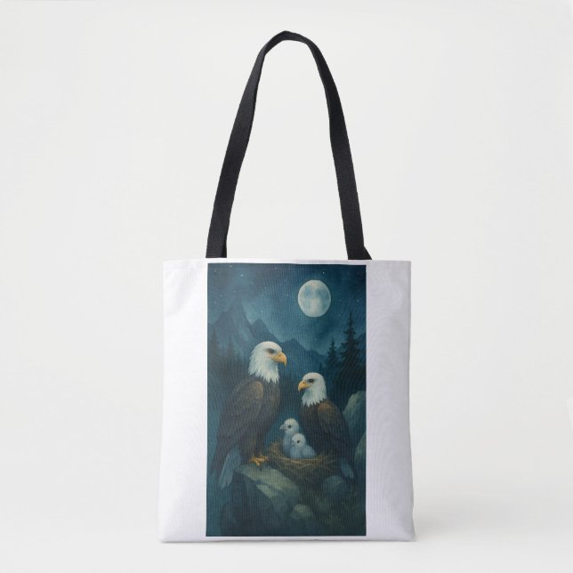 Night Watch - Eagle family under the stars Tote Bag (Front)