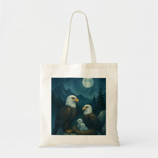 Night Watch - Eagle family under the stars Tote Bag (Front)