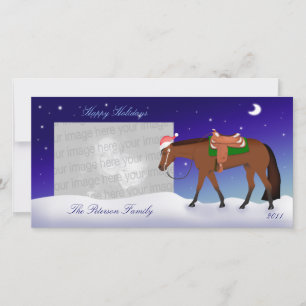 Night Western Horse Holiday Photo Card