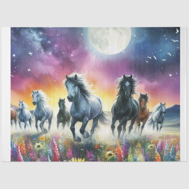 Night Wild Horses Tissue Paper (Front)