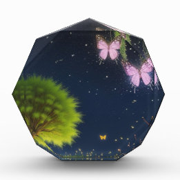 Night Willow Tree w/butterflies and fireflies Acrylic Award