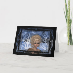 Night Wintertime Elf Design Holiday Card