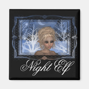Night Wintertime Elf Design Magnet
