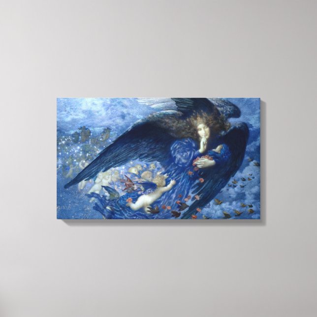 Night with her Train of Stars (Angel with Cherubs) Canvas Print (Front)