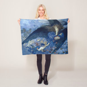 Night with her Train of Stars (Angel with Cherubs) Fleece Blanket