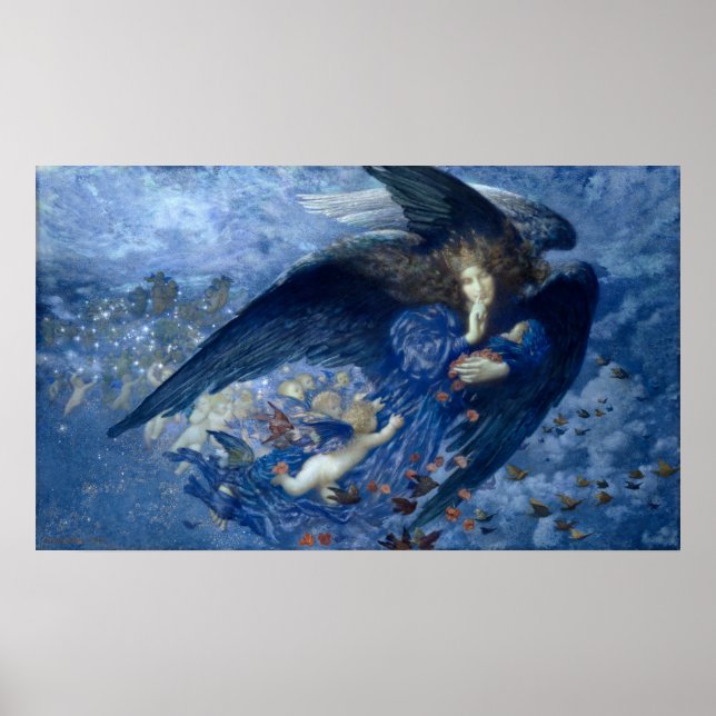 Night with her Train of Stars (Angel with Cherubs) Poster (Front)