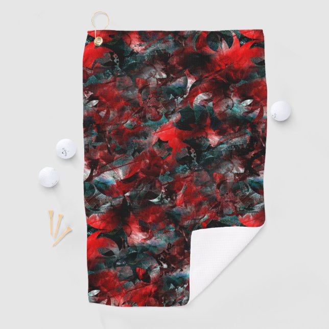 Night with showy spoiled red leaves fallen on ash  golf towel (InSitu)