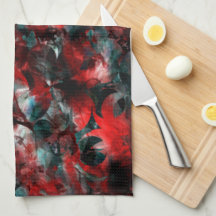 Night with showy spoiled red leaves fallen on ash