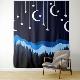 Night with the moon portrait tapestry