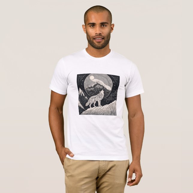 Night Wolf Howl – Moonlight & Forest Esthetic T-Shirt (Front Full)