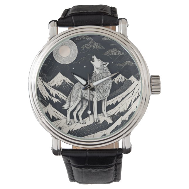 Night Wolf Howl – Moonlight & Forest Esthetic Watch (Front)