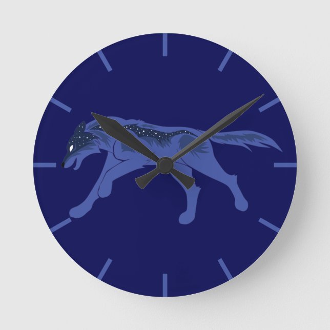 Night Wolf Round Clock (Front)