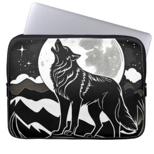 Night Wolf Silhouette Design Laptop Sleeve
