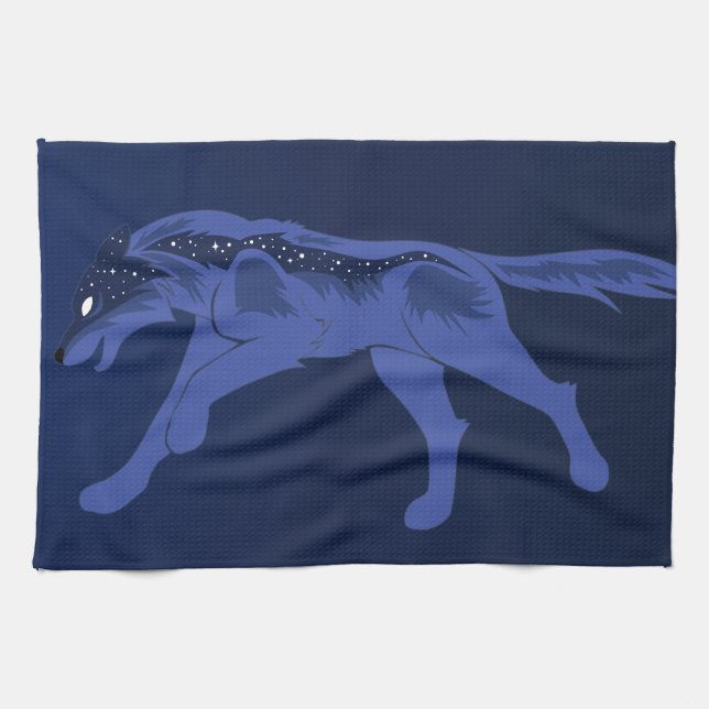 Night Wolf Tea Towel (Horizontal)