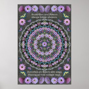 Nightblooming Mandala with Butterflies Poster