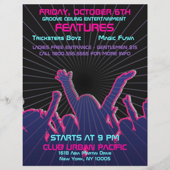 Dance Rave Template Flyer Zazzle.co.uk