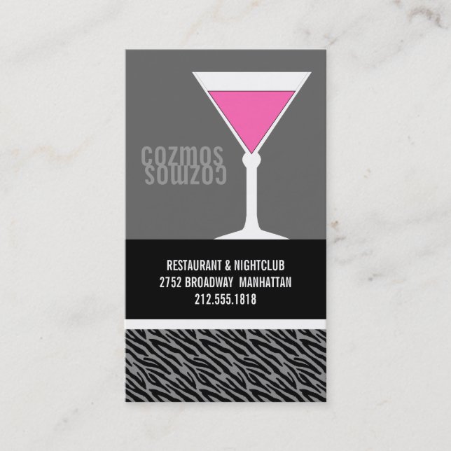 Nightclub or Bartender Business Cards (Front)