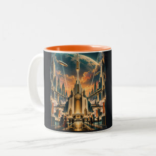 Nightfall at Orbital Gate Two-Tone Coffee Mug