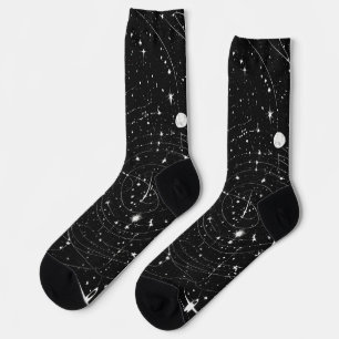 Nightfall Elegance: Black Star Design Collection" Socks