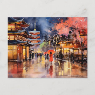 Nightfall in Gion - Art Print Collection Postcard