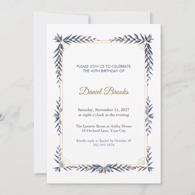 Nightfall Sunray 40th Birthday Invitation (Front)