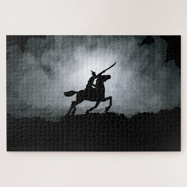 Nightfall Triumph: Knight in Fog Jigsaw Puzzle (Horizontal)