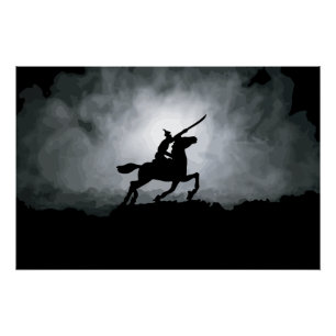 Nightfall Triumph: Knight in Fog Poster
