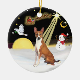 NightFlight- Basenji Ceramic Tree Decoration