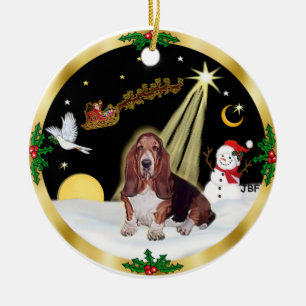 NightFlight-  Basset Hound Ceramic Tree Decoration