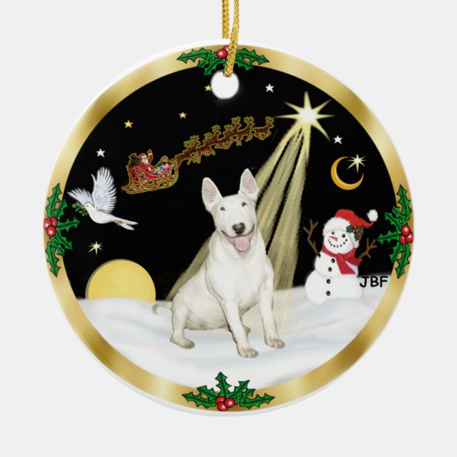 NightFlight-  Bull Terrier Ceramic Tree Decoration (Front)