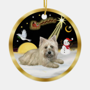 NightFlight-  Cairn Terrier Ceramic Tree Decoration