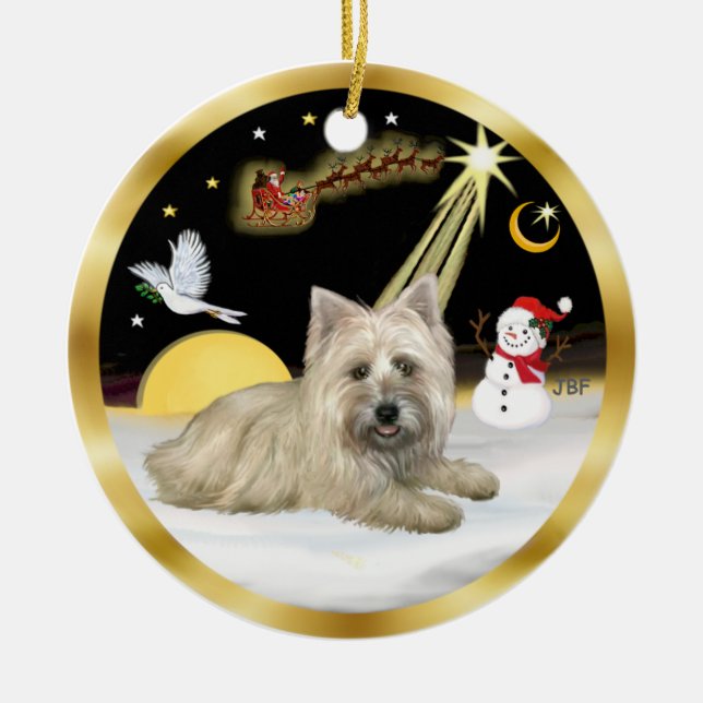 NightFlight-  Cairn Terrier Ceramic Tree Decoration (Front)