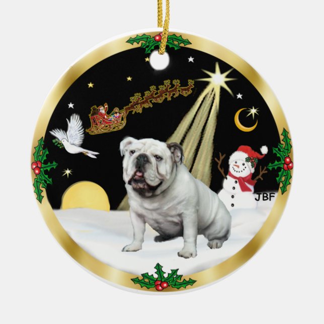 NightFlight-   English Bulldog Ceramic Tree Decoration (Front)