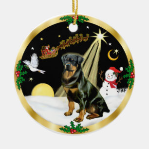NightFlight- Rottweiler Ceramic Tree Decoration