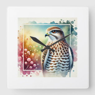 Nighthawk Elegance 061124AREF144 - Watercolor Square Wall Clock