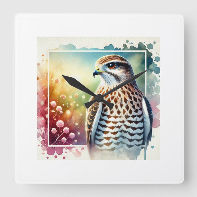 Nighthawk Elegance 061124AREF144 - Watercolor Square Wall Clock (Front)