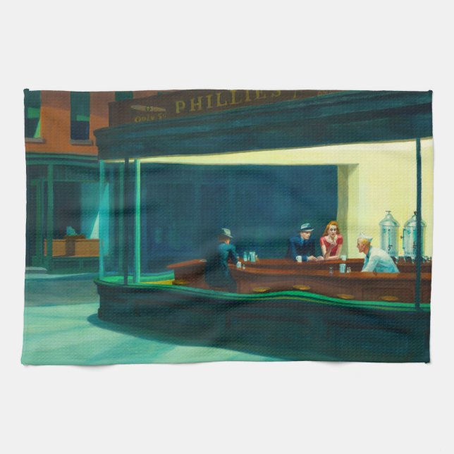 Nighthawks, 1942 by Edward Hopper Tea Towel (Horizontal)