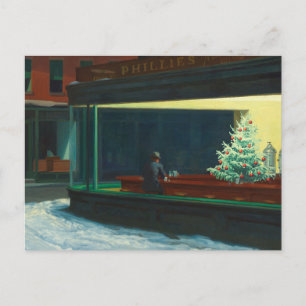 Nighthawks at Christmas Announcement Postcard