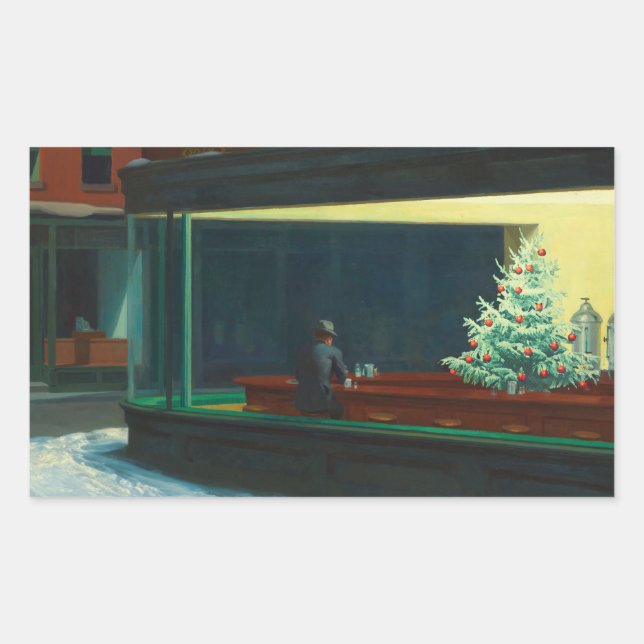 Nighthawks at Christmas Rectangular Sticker (Front)