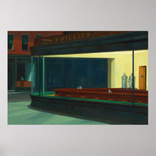 Nighthawks - Empty Diner - Edward Hopper Style Poster