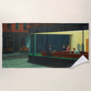 Nighthawks painting by Edward Hopper  Beach Towel