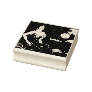 Nightingale on a Paris Rooftop Rubber Stamp