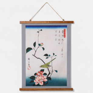 Nightingale on Camellia Branch, Hiroshige Hanging Tapestry