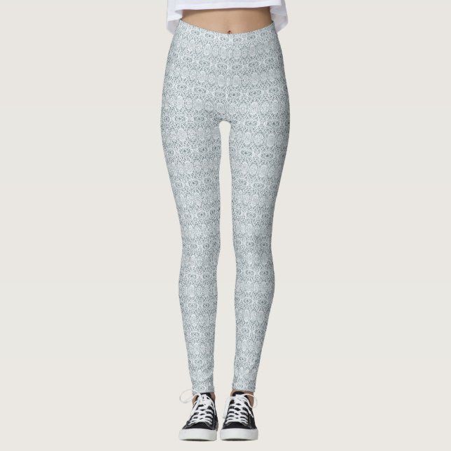 Nightingale White Abstract Acrylic Art Leggings (Front)