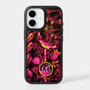 NIGHTINGALE WITH ROSES MONOGRAM, Pink Black Yellow