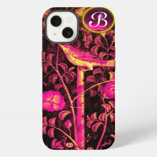 NIGHTINGALE WITH ROSES MONOGRAM, Pink Black Yellow iPhone 13 Case